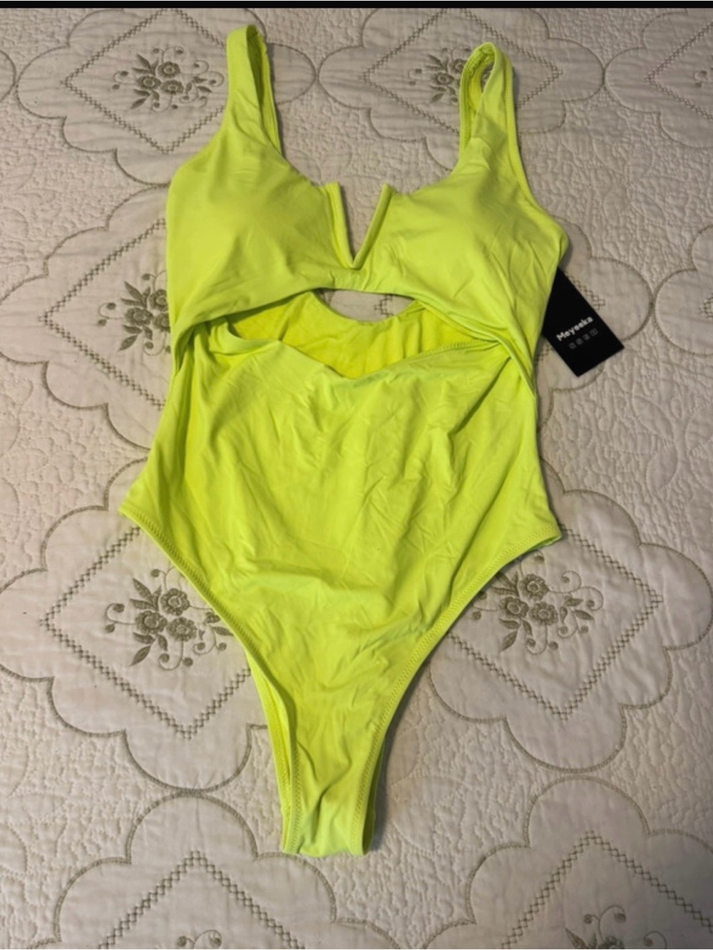 Neon Yellow Cutout One-Piece Swimsuit